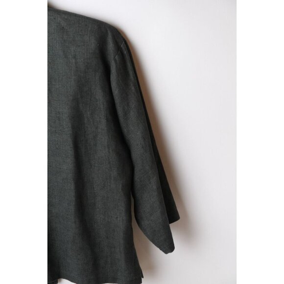 Vintage Gene Ewing 100% Linen Black Textured Light-Weight Jacket - Picture 9 of 10